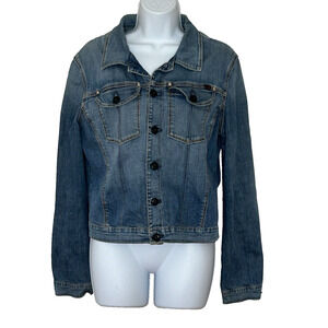 AG Jean Jacket Women's L Medium Wash Lightweight Stretch Cropped Capsule